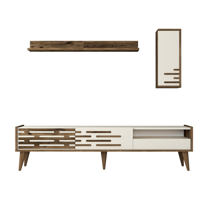 Hanah Home Valensiya Mueble de TV Nogal y Crema